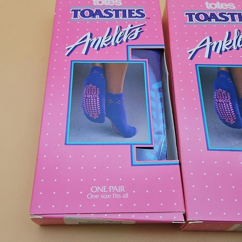 Lot Of 2 Vintage Totes Toasties Anklets Socks 2 Pairs Blue Orange NOS New